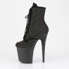 Pleaser FLAMINGO-1020RM Black Vegan Suede Strass Mesh