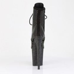 Pleaser FLAMINGO-1020RM Black Vegan Suede Strass Mesh