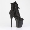 Pleaser FLAMINGO-1020RM Black Vegan Suede Strass Mesh