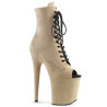 Pleaser FLAMINGO-1021FS Beige Vegan Suede Ankle Boots