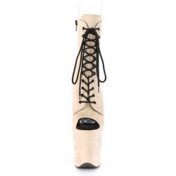 Pleaser FLAMINGO-1021FS Beige Vegan Suede Ankle Boots