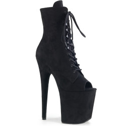 Pleaser FLAMINGO-1021FS Black Vegan Suede Ankle Boots