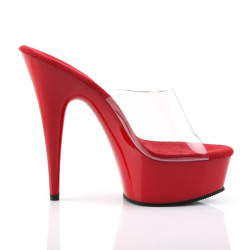Pleaser DELIGHT-601 Transparent Red Heeled Mules Women