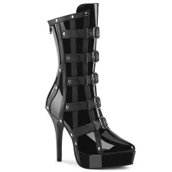 Devious INDULGE-1038 Black Patent Women's Ankle Boots