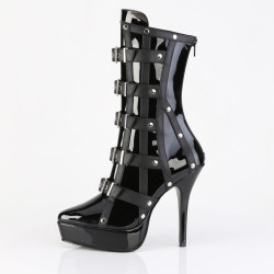 Devious INDULGE-1038 Black Patent Women's Ankle Boots