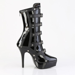 Devious INDULGE-1038 Black Patent Women's Ankle Boots