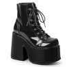 Demonia CAMEL-203 Black Patent Chunky Platform Boots