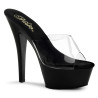 Pleaser KISS-201 Transparent Black Heeled Mules Women