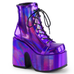 Demonia CAMEL-203 Purple Hologram Chunky Platform Boots