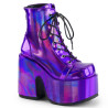 Demonia CAMEL-203 Purple Hologram Chunky Platform Boots