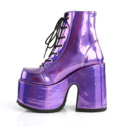 Demonia CAMEL-203 Purple Hologram Chunky Platform Boots