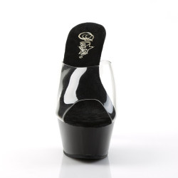 Pleaser KISS-201 Transparent Black Heeled Mules Women