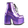 Demonia CAMEL-203 Purple Hologram Chunky Platform Boots