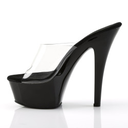 Pleaser KISS-201 Transparent Black Heeled Mules Women