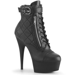 Pleaser DELIGHT-600-05 Black Vegan Leather Ankle Boots