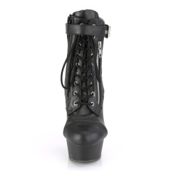 Pleaser DELIGHT-600-05 Black Vegan Leather Ankle Boots