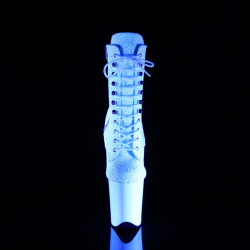 Pleaser FLAMINGO-1020LG Neon White Glitter Ankle Boots