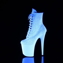 Pleaser FLAMINGO-1020LG Neon White Glitter Ankle Boots