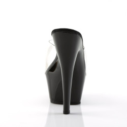 Pleaser KISS-201 Transparent Black Heeled Mules Women