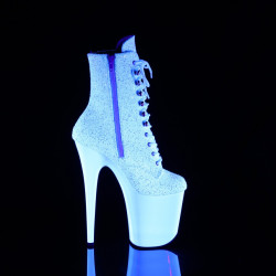 Pleaser FLAMINGO-1020LG Neon White Glitter Ankle Boots