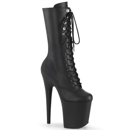 Pleaser FLAMINGO-1054 Black Vegan Leather Ankle Boots