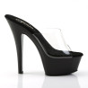 Pleaser KISS-201 Transparent Black Heeled Mules Women