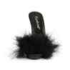 Fabulicious POISE-501F Black Feathers High Heeled Mules