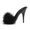 Fabulicious POISE-501F Black Feathers High Heeled Mules