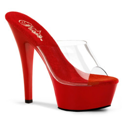Pleaser KISS-201 Transparent Red High Heeled Mules
