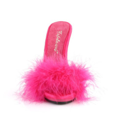 Fabulicious POISE-501F Pink Satin Feathers Mules Women