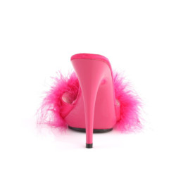 Fabulicious POISE-501F Pink Satin Feathers Mules Women