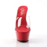 Pleaser KISS-201 Transparent Red High Heeled Mules