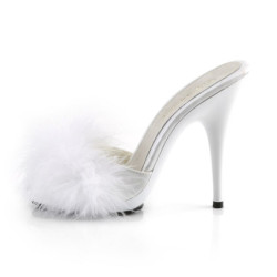 Fabulicious POISE-501F White Feathers High Heeled Mules