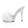 Fabulicious POISE-501F White Feathers High Heeled Mules