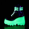 Demonia SHAKER-52 Black Neon Green Platform Wedge Ankle Boots