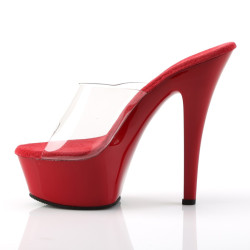 Pleaser KISS-201 Transparent Red High Heeled Mules