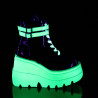 Demonia SHAKER-52 Black Neon Green Platform Wedge Ankle Boots