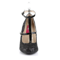 Pleaser Pink Label QUEEN-01 Black Glitter Heels Men