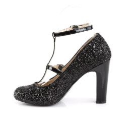 Pleaser Pink Label QUEEN-01 Black Glitter Heels Men
