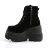 Demonia SHAKER-52 Black Velvet Platform Wedge Ankle Boots