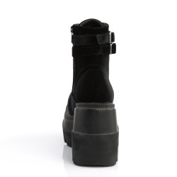 Demonia SHAKER-52 Black Velvet Platform Wedge Ankle Boots