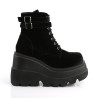 Demonia SHAKER-52 Black Velvet Platform Wedge Ankle Boots