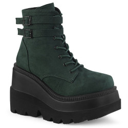 Demonia SHAKER-52 Emerald Platform Wedge Ankle Boots