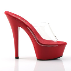 Pleaser KISS-201 Transparent Red High Heeled Mules
