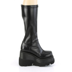 Demonia SHAKER-65 Black Vegan Platform Wedge Boots