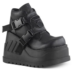 Demonia STOMP-15 Black Punk Goth Platform Wedge Boots