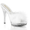 Fabulicious LIP-101-8 White Satin Transparent Mules