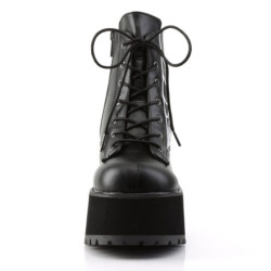 Demonia STOMP-15 Black Punk Goth Platform Wedge Boots