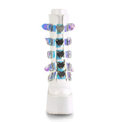 Demonia SWING-230 White Vegan Platform Buckle Boots