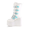 Demonia SWING-230 White Vegan Platform Buckle Boots
